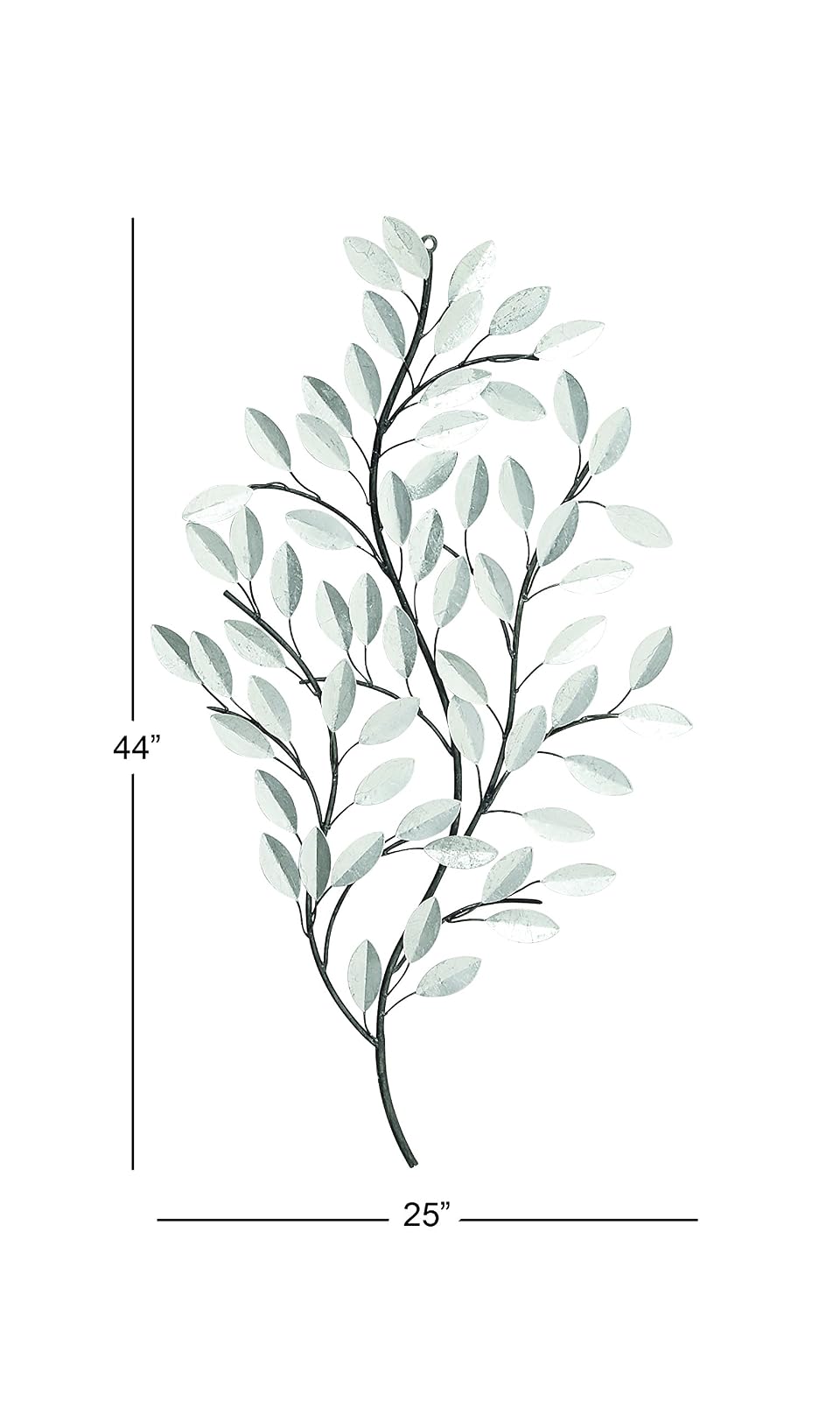 Benzara Deco 79 56848 Decoración de pared de metal notable, blanco, 25 pulgadas de largo x 2 pulgadas de ancho x 44 pulgadas de alto