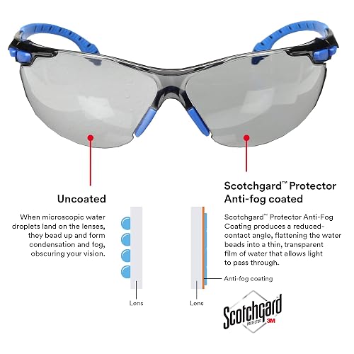 3M Solus 1000 Series - Lentes protectores con revestimiento antivaho Scotchgard, Negro/Azul, Una talla