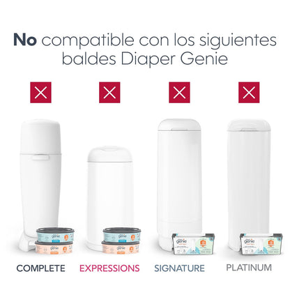 El recambio cuadrado Diaper Genie Jumbo con película continua | Puede contener hasta 810 pañales tamaño recién nacido.