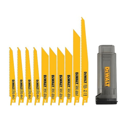 DEWALT DW4898 Bi-Metal Reciprocating Saw Blade Set with Case, 10-Piece