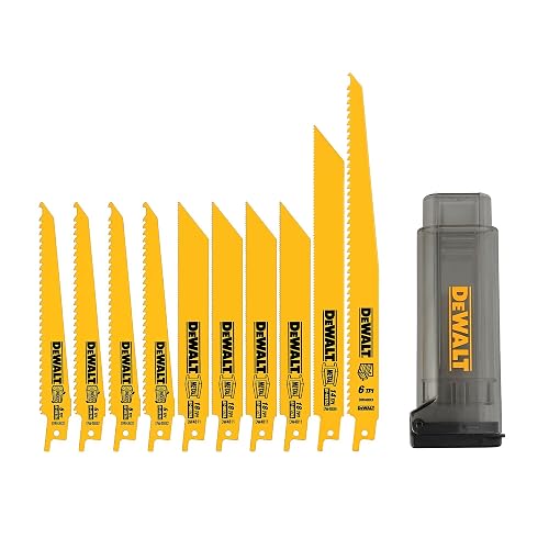 DEWALT DW4898 Bi-Metal Reciprocating Saw Blade Set with Case, 10-Piece