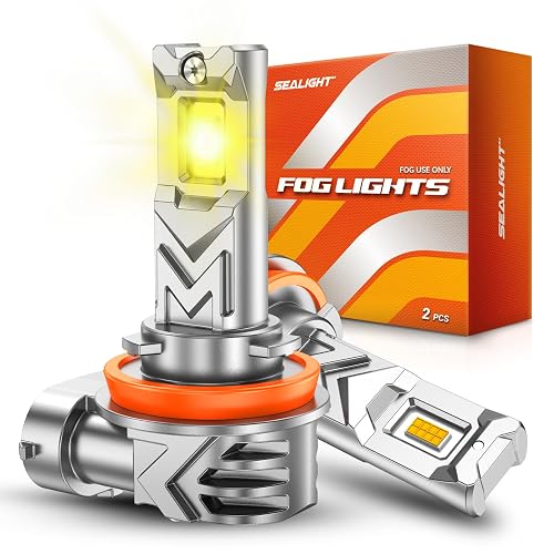 SEALIGHT Focos LED H11/H8/H16 Antiniebla 3500 K Ámbar, 13000 Lm, Paquete de 2
