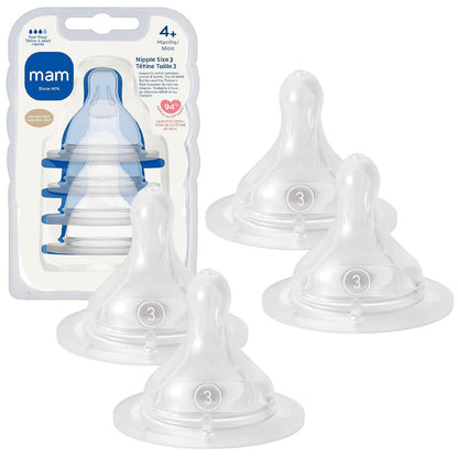 MAM Pezones de Silicona SkinSoft, Sin BPA, Paquete de 4 - Flujo rápido, paquete de 4