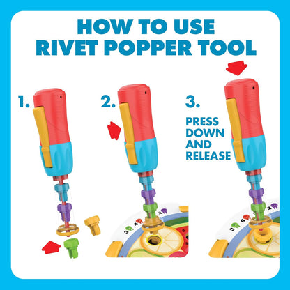 Educational Insights Design & Drill Rivet Pop Cafe – Juguetes Stem de Motor Fino, Juguetes de Aprendizaje Montessori, Juguetes Educativos para Niños 3+