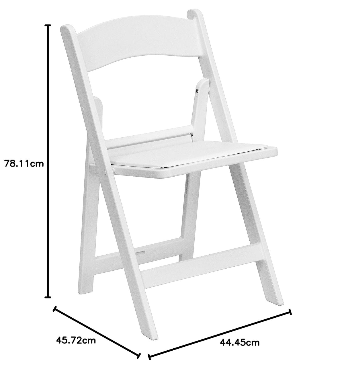 4 Pk. HERCULES™ 1000 lb. Capacity White Resin Folding Chair with White Vinyl Padded Seat