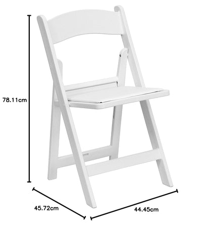 4 Pk. HERCULES™ 1000 lb. Capacity White Resin Folding Chair with White Vinyl Padded Seat