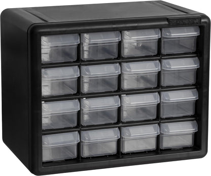 Akro-Mils 10716 - Gabinete de Almacenamiento de plástico con 16 cajones para organización de cochera, abalorio, Organizador de Maquillaje, Almacenamiento de Ladrillos de construcción, Caja de