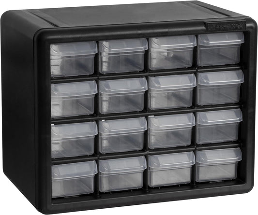 Akro-Mils 10716 - Gabinete de Almacenamiento de plástico con 16 cajones para organización de cochera, abalorio, Organizador de Maquillaje, Almacenamiento de Ladrillos de construcción, Caja de