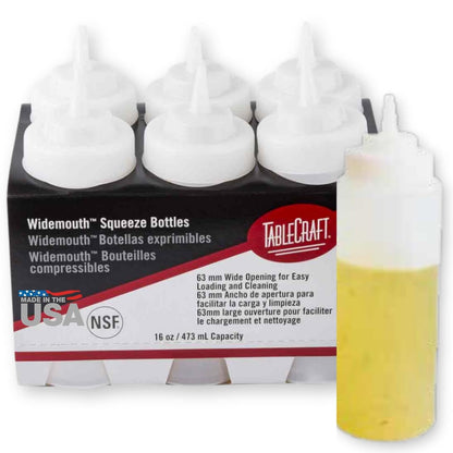 TableCraft Botellas Exprimidoras de Boca Ancha, Paquete de 6 - 453 gramos (16 onzas)