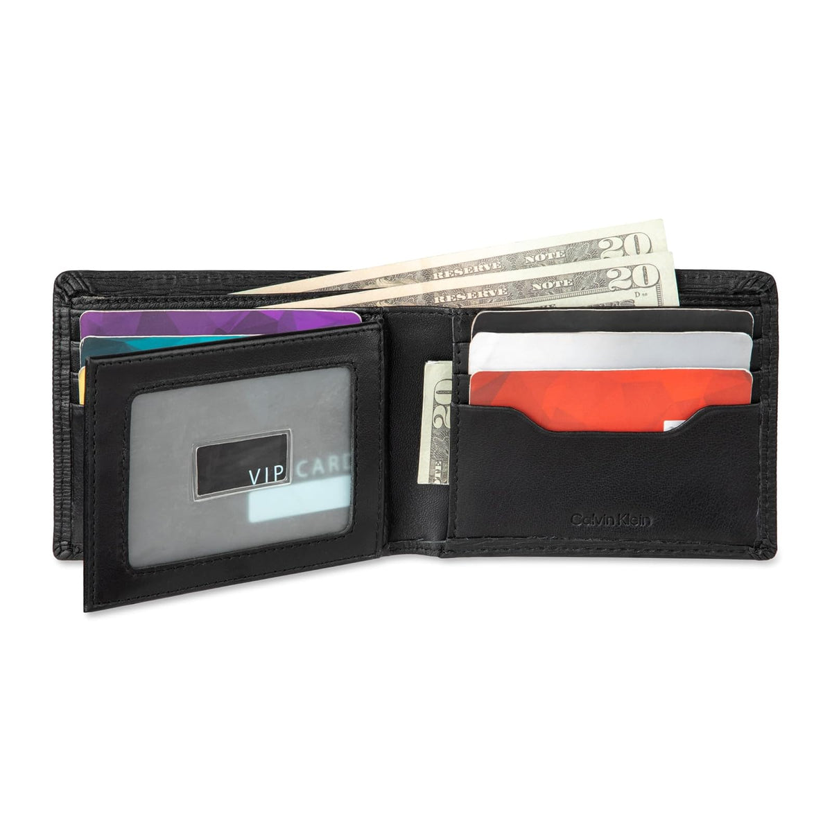Calvin Klein portafolios plegable minimalista RFID de piel para hombre, Pliegue negro, Talla única
