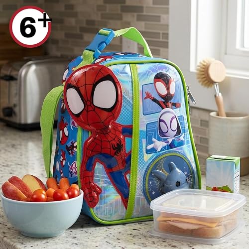 Ruz Lonchera Infantil y Preescolar | Spidey y Sus Amigos | 100% Poliéster Capacidad 3 Litros | Bolso de Poliéster para Niños con Forro Interno y Cierre de Cremallera | Recomendado desde 3 años