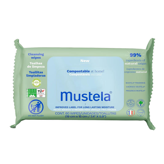 Mustela Toallitas Húmedas Compostables para bebé, paquete con 60pzs