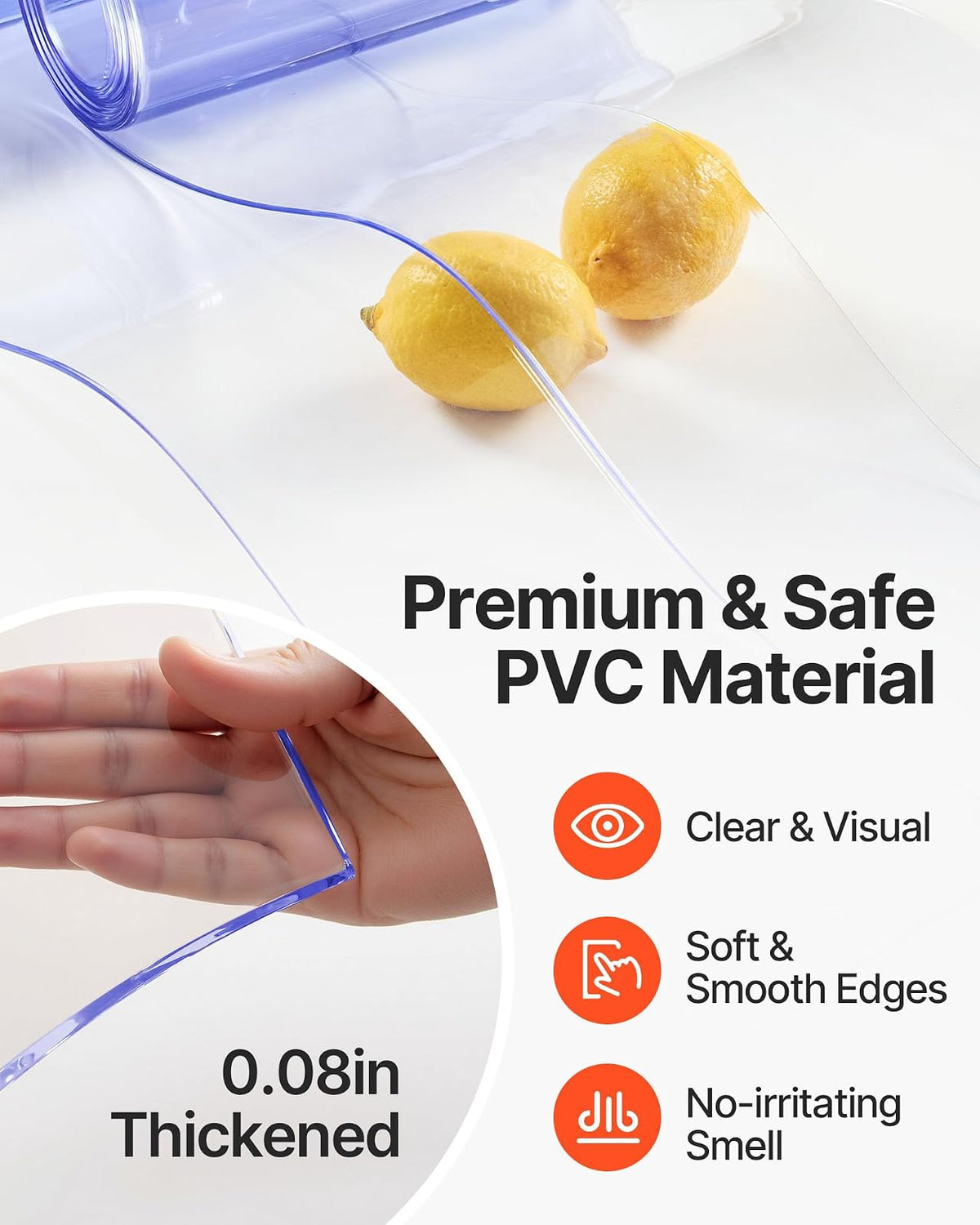 VEVOR 24PCS PVC Strip Curtain 96in (8 ft) Width x 96in (8 ft) Height, Vinyl Door Strips Strips 2mm Thickness, Plastic Door Curtain with 5cm Overlap, for Freezer Doors Warehouse Doors
