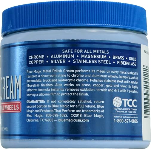 Blue Magic 500-06 - Crema de Esmalte de Metal no abrasivo y removedor de oxidación para Cromo, Aluminio, latón, Cobre, Plata de Ley y Acero Inoxidable, 19 onzas, Paquete de 1