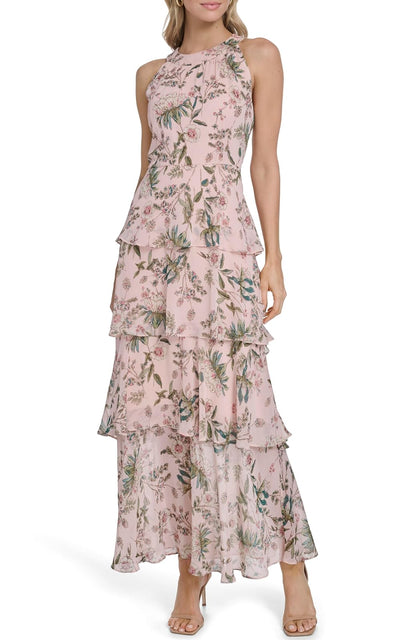 Tommy Hilfiger Sleeveless Halter Neck Tiered Maxi Dress Vestido Mujer