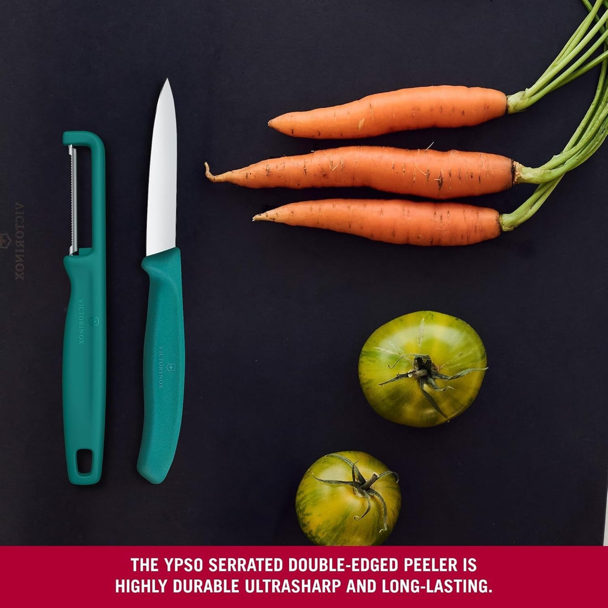 Victorinox Swiss Classic - Juego de cuchillos para verduras y frutas (2 piezas, hoja extra afilada), color verde