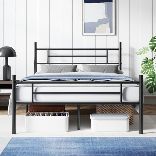Avenco - Marco de cama de tamaño matrimonial con plataforma de metal con cabecero clásico, marco de cama de 14 pulgadas, almacenamiento adecuado debajo de la cama, soporte fuerte de listones de metal,