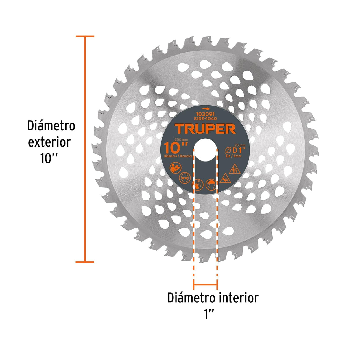 Truper SIDE-1040, Disco sierra 10" para desbrozadora 40 dientes