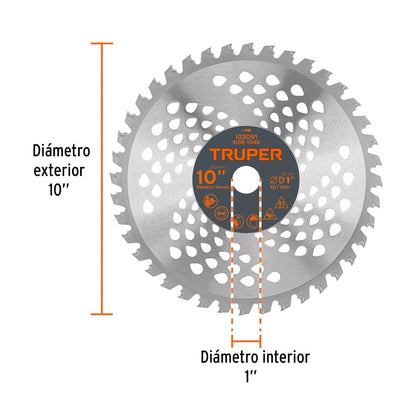 Truper SIDE-1040, Disco sierra 10" para desbrozadora 40 dientes