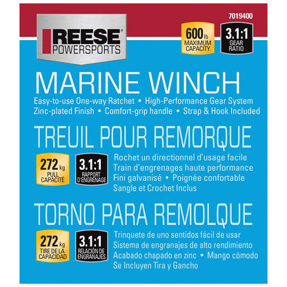 Reese Powersports 7019400 Cabrestante Marino (600 Libras)