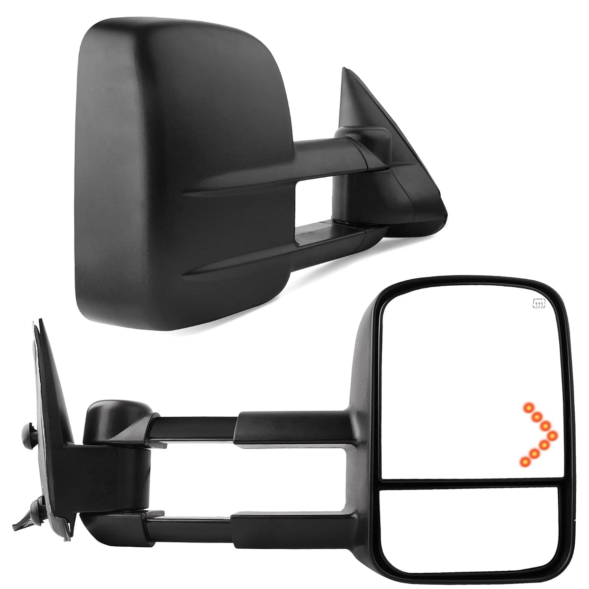 Yitamotor AMTMTh146b Espejos de Remolque con Señal de Flecha y Calefacción para Chevrolet Silverado y GMC Sierra 2003-2007, Negro, Par