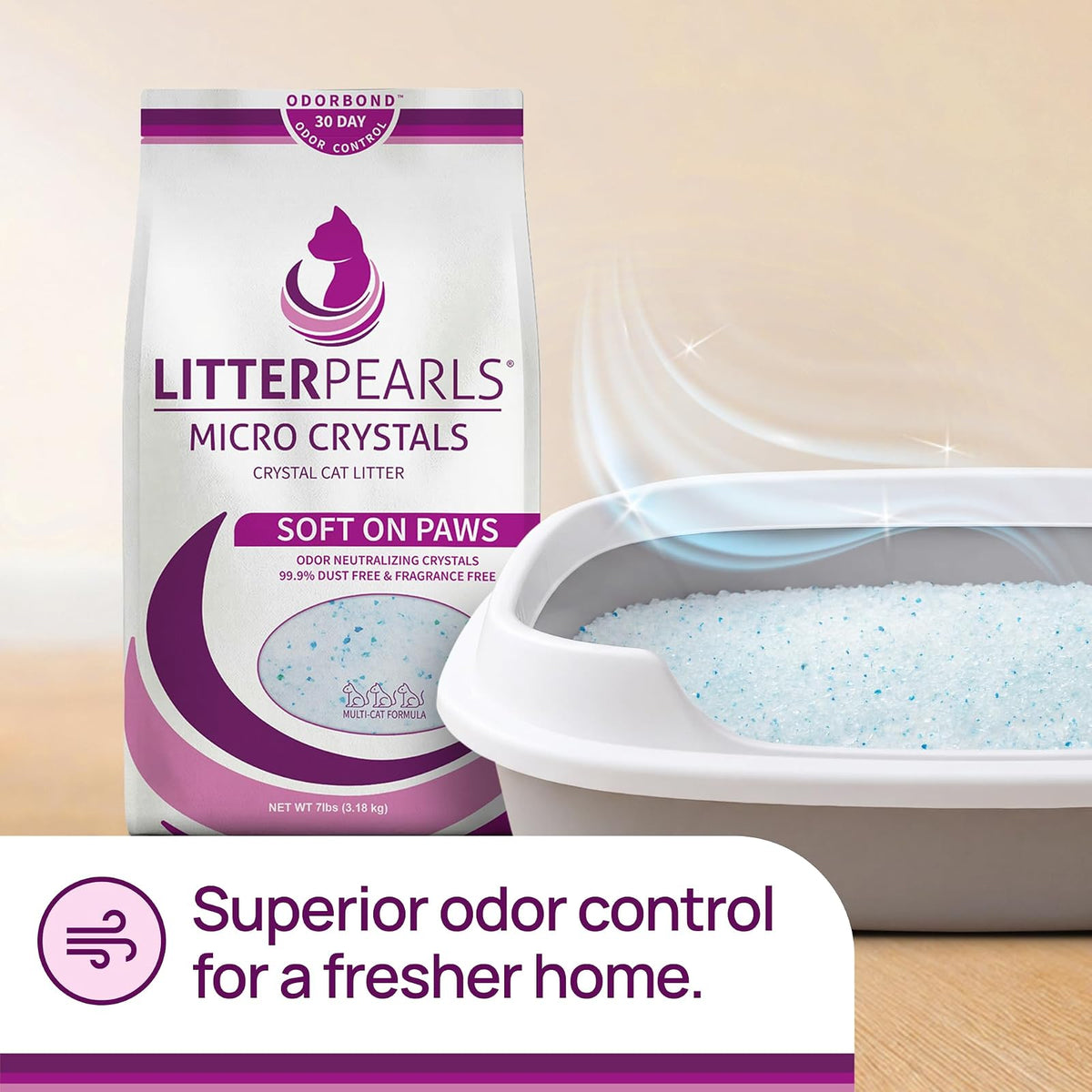 Litter Pearls Arena para gatos con microcristales, 10 libras, transparente con azul (10610)