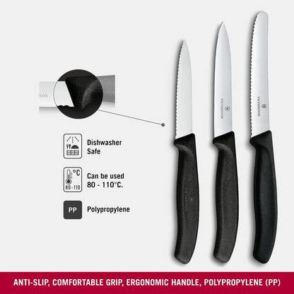 Victorinox Set de Cuchillos Mondadores, Swiss Classic, 3 piezas, Negro