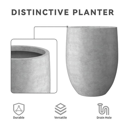 Kante - Maceta alta de hormigón natural de 21.7 pulgadas de alto, maceta decorativa grande para interiores con orificio de drenaje y tapón de goma, estilo redondo moderno para el hogar y el jardín (el color puede variar)