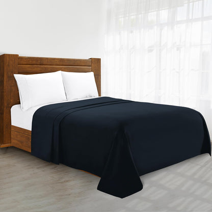 Elegant Comfort Sábana Plana Lisa de Lujo de 1500 Hilos, Ultra Suaves Calidad de Hotel, sábanas de Microfibra Suave y Transpirable para el hogar, Libre de Arrugas, 1 Pieza, King, Negro