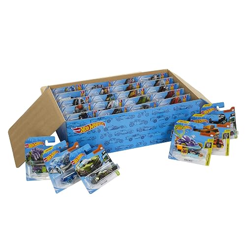Hot Wheels Die Cast Basics Vehículo de Juguete Paquete de 50 Autos con una fantástica decoración para niños de 3 años en adelante