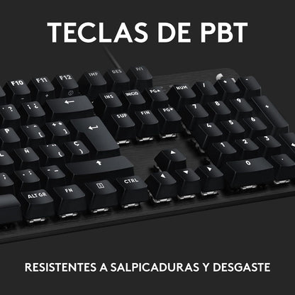 Logitech G413 SE Teclado Mecánico Gaming en inglés Tamaño Estándar - Teclado Retroiluminado, Interruptores Mecánicos Táctiles, Sin Efecto Fantasma, Compatible: Windows, macOS - Negro Aluminio
