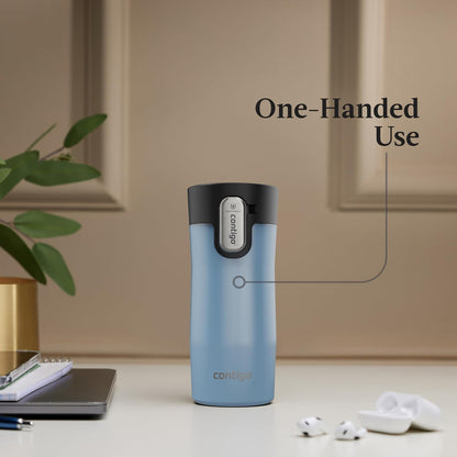 Contigo AUTOSEAL West Loop - Taza de viaje de acero inoxidable aislada al aspiradora con tapa fácil de limpiar, 12 onzas, perla helada glaciar