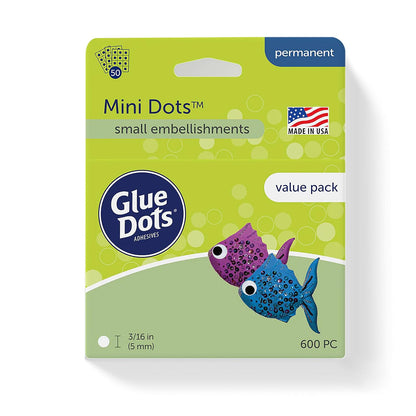 Glue Dots Mini puntos de doble cara, 3/16 pulgadas, transparente, paquete de 600 (32634)