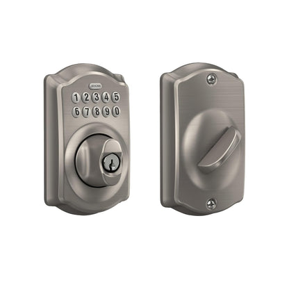 Schlage Camelot Escudo Electrónico con Teclado Numérico - Níquel Satinado - empaque estándar (MU49495)