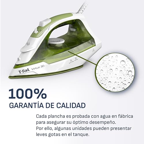 T-fal Plancha de Vapor Virtuo 30 Forest FV2C44U0 | Suela de cerámica para fácil deslizamiento, 1400 W de potencia, calentamiento rápido de 30 segundos