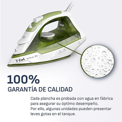 T-fal Plancha de Vapor Virtuo 30 Forest FV2C44U0 | Suela de cerámica para fácil deslizamiento, 1400 W de potencia, calentamiento rápido de 30 segundos