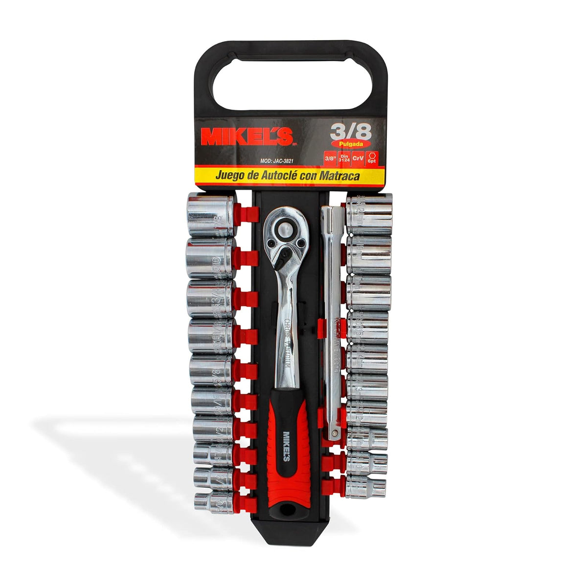 MIKEL´S Juego de Dados y Matraca 3/8” 21 Piezas