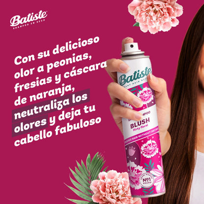 Batiste Shampoo en Seco Blush 200 ml. Refresca el Pelo Sin Usar Agua, Absorbe el Exceso de Grasa, Brinda Volumen y Textura, Neutraliza Olores.