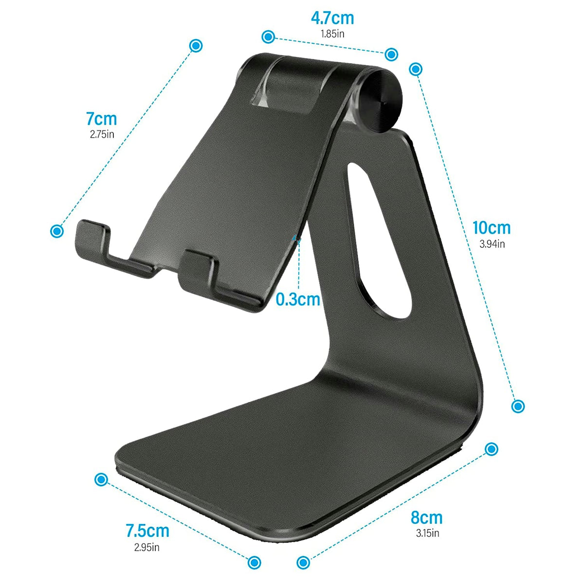 TXG Universal Soporte Celular, Soporte de Tablet Multiángulo, Base Tablet Compatible con Tablet/Teléfono Celular Inteligente, Base para Celular Plata (Negro)