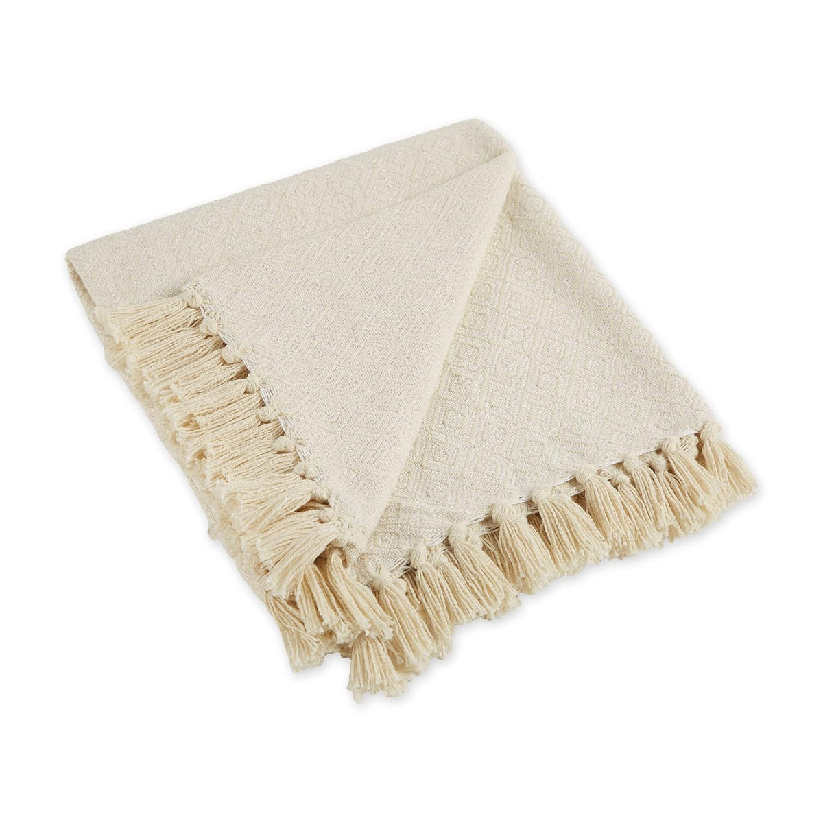 DII Manta Decorativa de Algodón con Flecos 50 x 60 Pulgadas - 50x60" - Natural