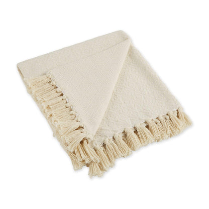 DII Manta Decorativa de Algodón con Flecos 50 x 60 Pulgadas - 50x60" - Natural