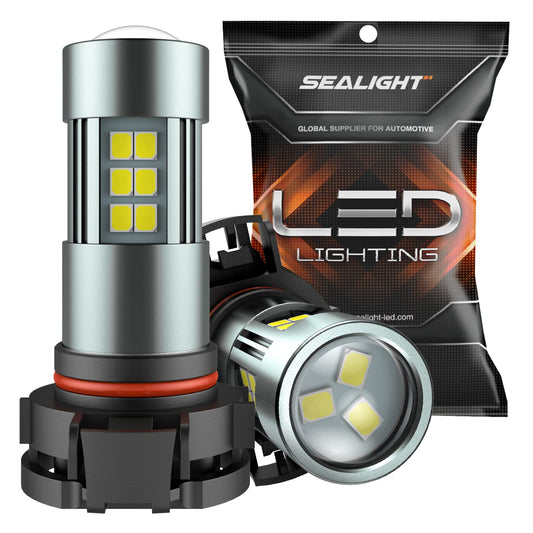 SEALIGHT 5202/5201/PS24W Bombillas LED Antiniebla 6000K Blanco Xenón 27 Chips SMD DRL, Paquete de 2