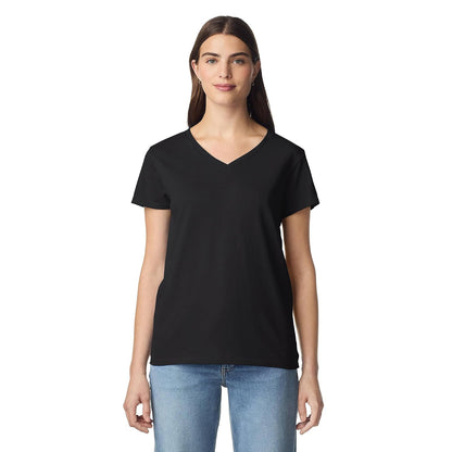 Gildan Playera de algodón Pesado con Cuello en V, Paquete de 2 Camiseta para Mujer
