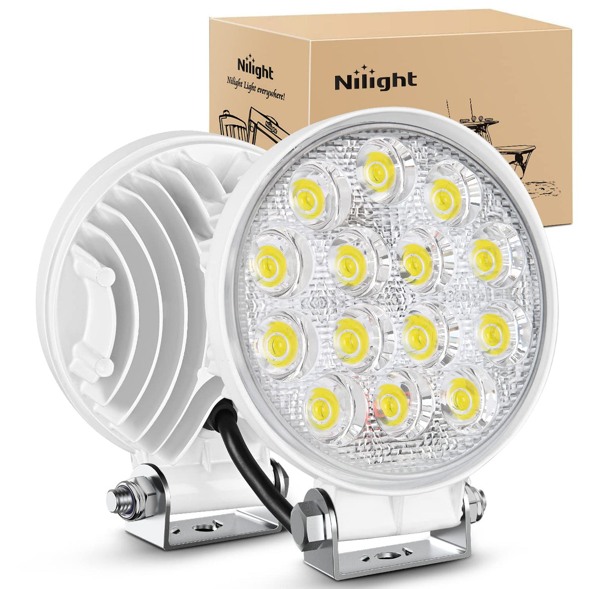 Nilight Barras de Luz LED 4.5" 27 W con Función de Memoria, Par - Blanco