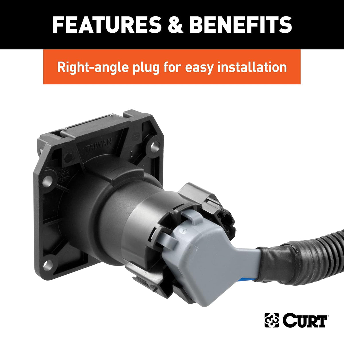 CURT 56070 Extensión de Arnés de Cableado para Remolque de 7 Pies, 7 Pines, Negro