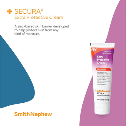 Smith & Nephew Secuta Extra Protective Cream (EPC) Tube, crema de erupción de pañales para adultos, protección de la piel de incontinencia, 3.25 onzas blancas