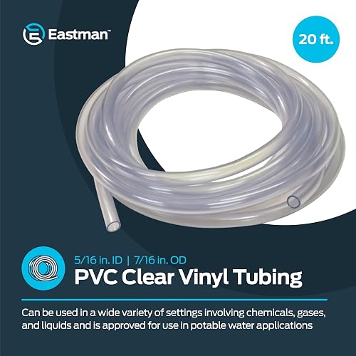 Eastman 98619 - Tubería de vinilo transparente de PVC de 5/16 pulgadas de diámetro exterior de 5/16 pulgadas, longitud de 20 pies