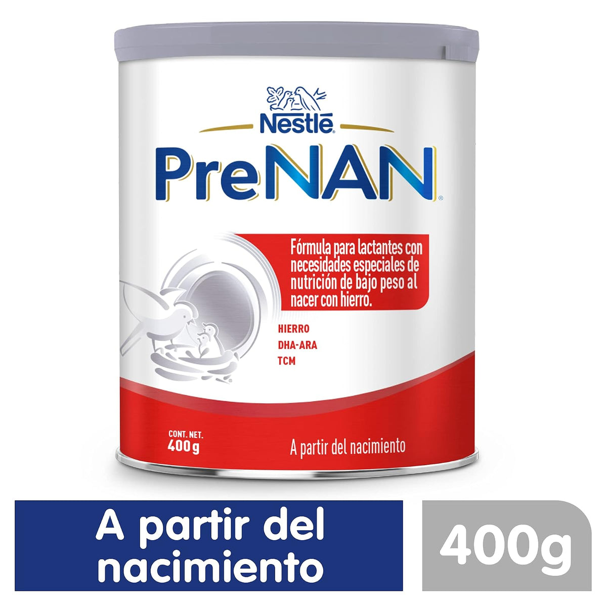Pre NAN Fórmula Para Lactantes, Con Hierro, 0 a 12 Meses, Lata de 400 g
