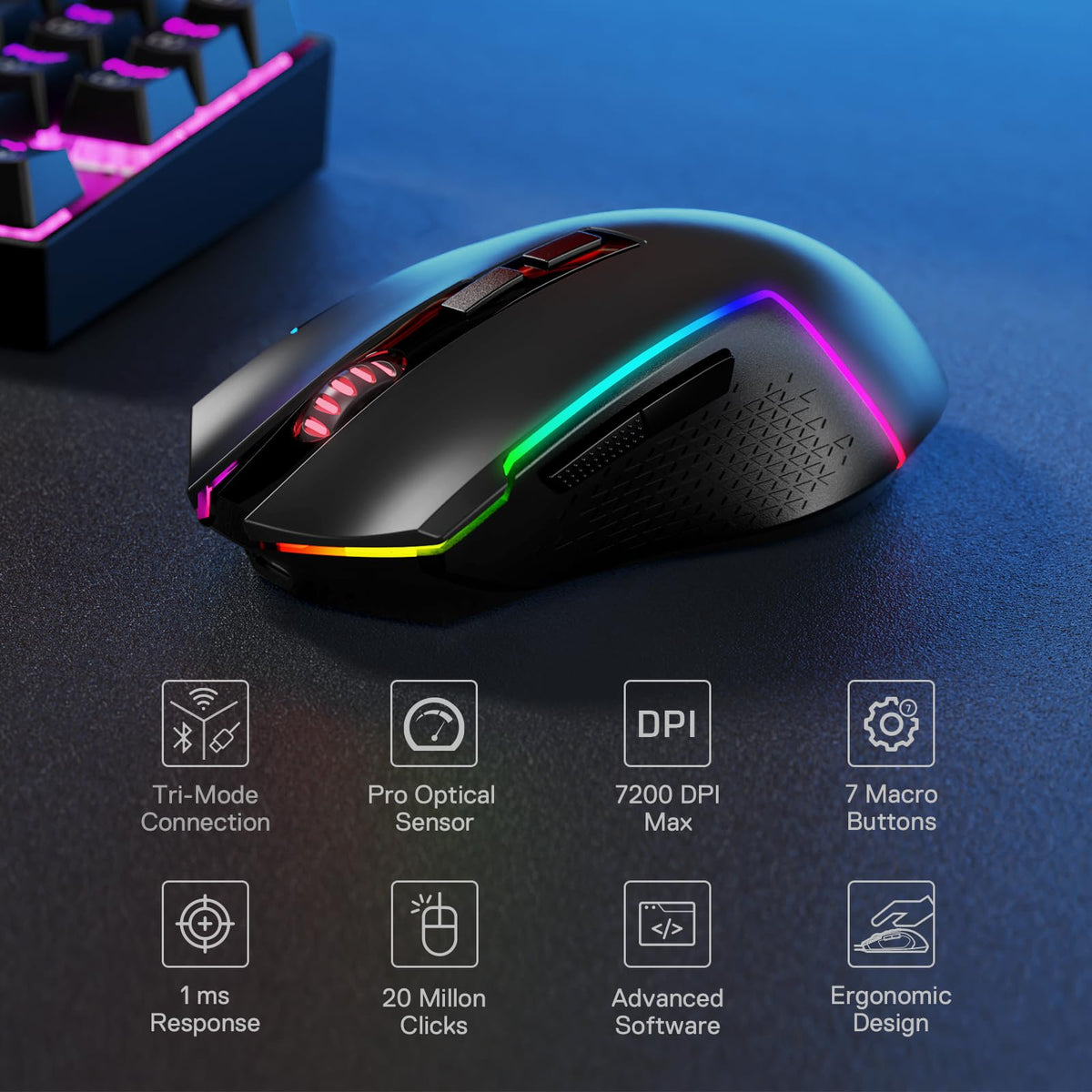 Redragon Combo Gamer S136 Teclado + Mouse Inglés Inalámbrico