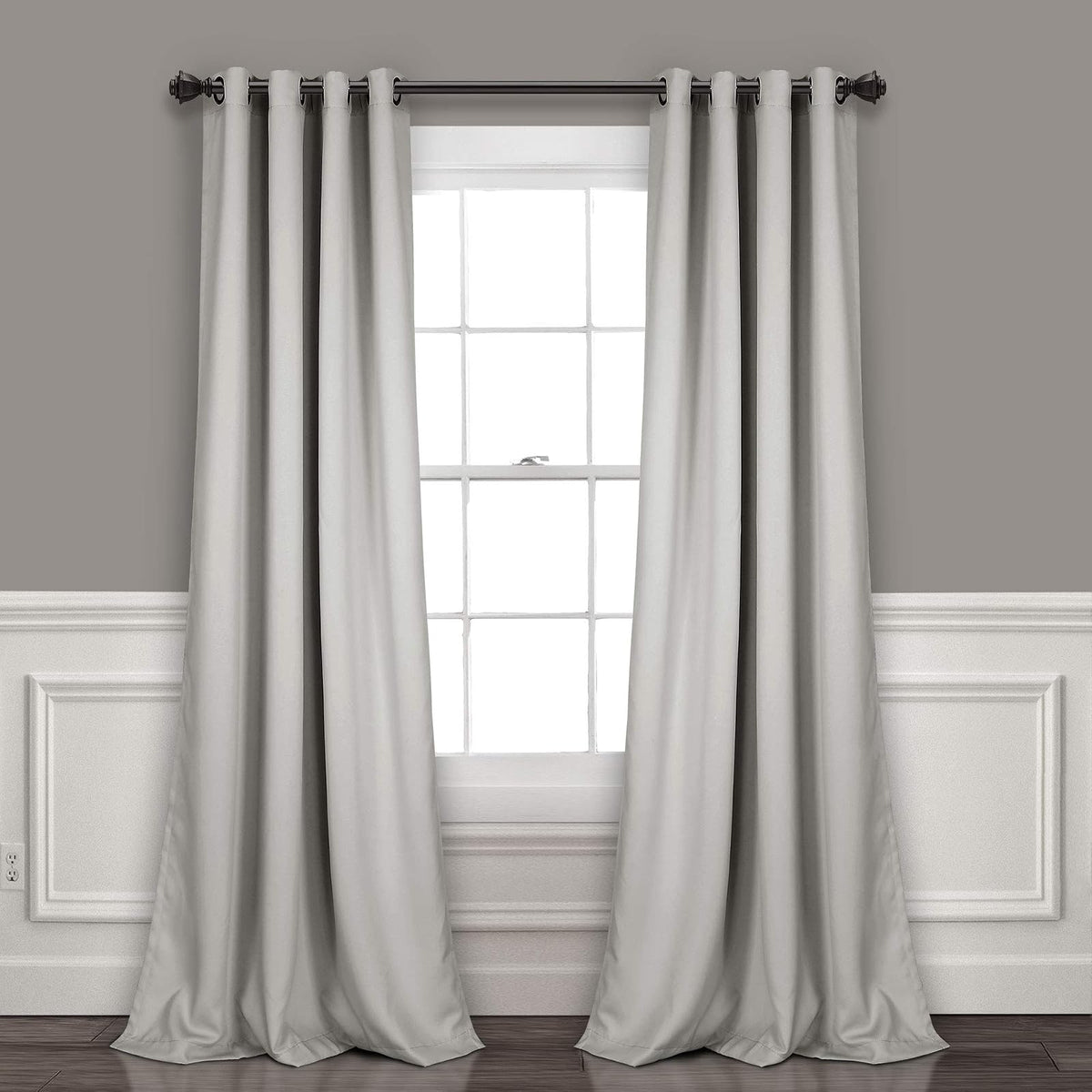 Lush Decor Cortinas Opacas con Ojales, Par - 132.1An x 241.3Al cm (1 Paneles) - Gris claro